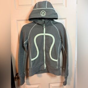 Lululemon Scuba Hoodie Size 6 Mint Green Black Full Zip Hooded Sweatshirt
